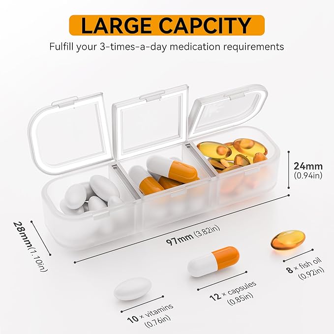 Pill Organizer 3 Times A Day - GloDeals Weekly Pill Organizer 2 Times A Day, Large Pill Box 7 Day Medicine Organizer Pill Case, Pill Container Holder, Daily Pill Box 3 Times A Day, for Vitamin, White