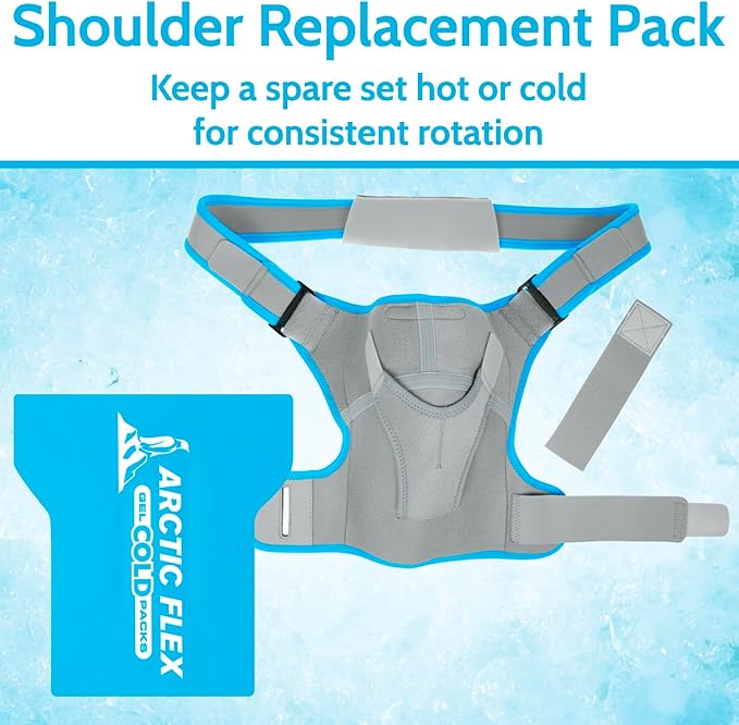 Arctic Flex Gel Replacement Packs - Ice Packs Reusable for Shoulder Ice Brace - Hot and Cold Gel Pack for Injuries, Pain Relief, Swelling - Flexible Therapy Compression Wrap - Athletic, Women, Men