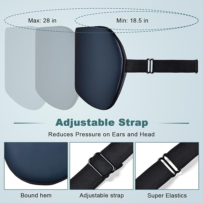 Sleep Mask for Side Sleeper Women Men, Eye Mask for Sleeping Light Blocking, 3D Contoured Cup Sleeping Mask, Soft Breathable Sleep Eye Mask with Adjustable Elastic Strap for Travel (Black01)