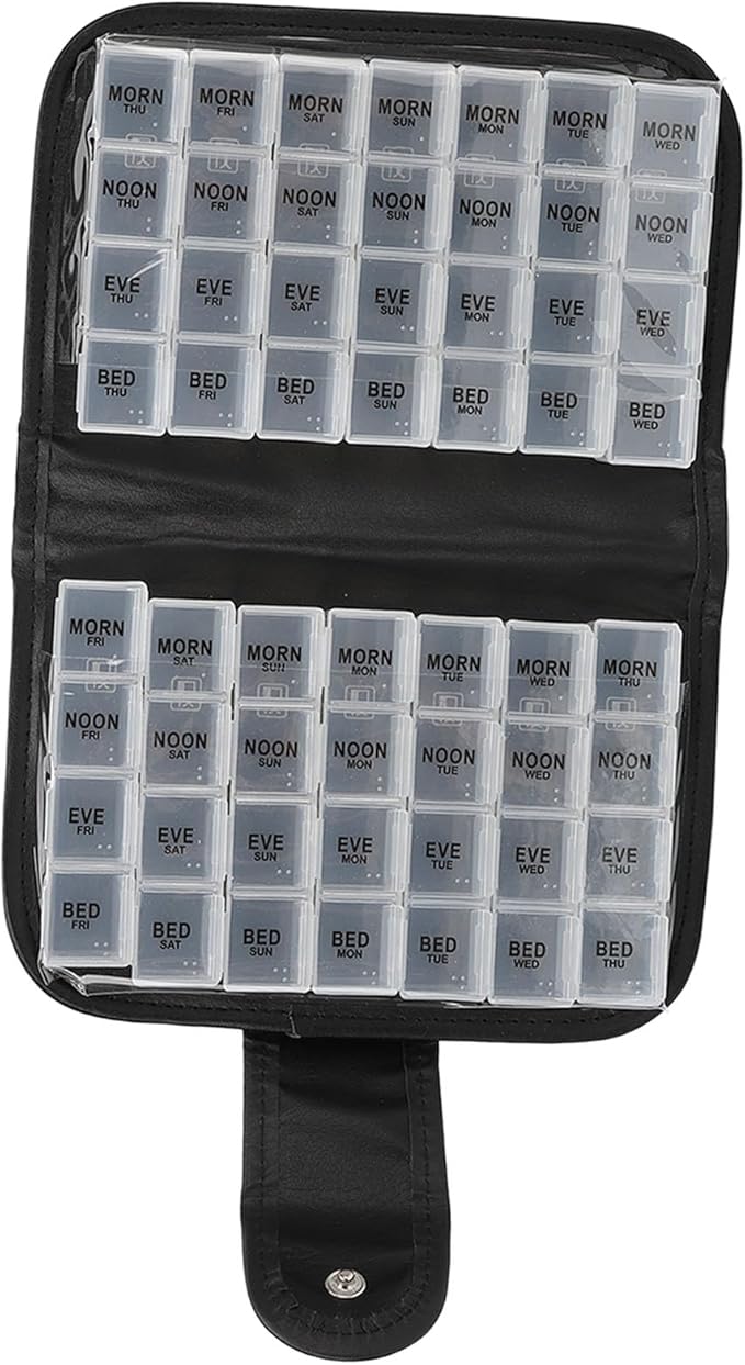 Organizer Box, Portable Large Compartment Monthly Organizer 4 Times A Day with Removable Individual Containers, Travel Box Organizer for Vitamin, Fish Oil