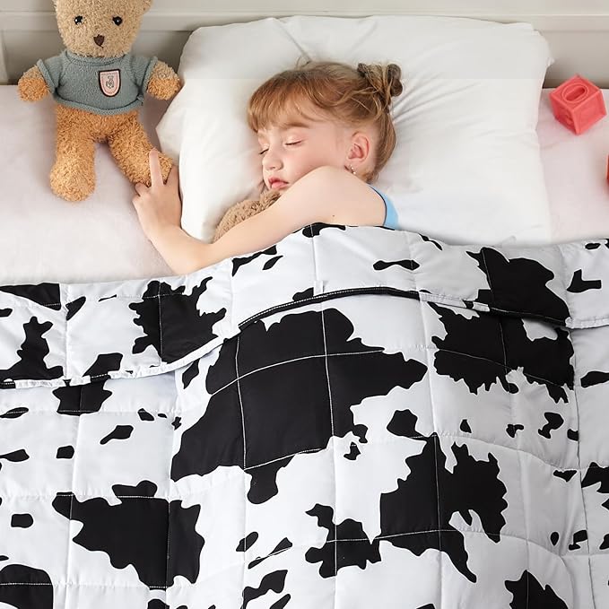 yescool Highland Cow Print Weighted Blanket 5 Pounds Cooling Cow Blanket, Heavy Blanket for Sleeping, Throw Blanket Gifts Weighted Comforter for 40-60lbs, 36"x48"