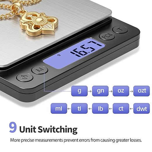 SKEAP Coin Scale to Weigh Coins, 1kg/0.01g High Accuracy Gram Scale for Coin Collectors, Gold and Jewelry, with USB Charging, LCD Display, PCS Counting, Includes Charging Cable and AAA Batteries