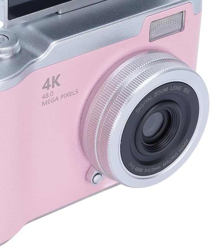48MP Digital Camera, 1080P Video Camera, 8X Zoom, 2.4 Inch HD Flip Screen, LED Fill Light, Long Battery Life, with Multiple Functions for Entertaining Photography (Rose)