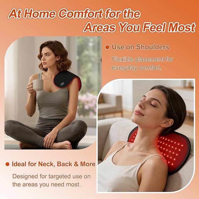 Red Light Therapy Pad for Body, Plug-in Use, 660nm & 850nm Red Light Therapy Wrap with 60 LED Lights, Flexible Portable Light Therapy Pad for Back, Knee, Hands, Post-Workout Relaxation