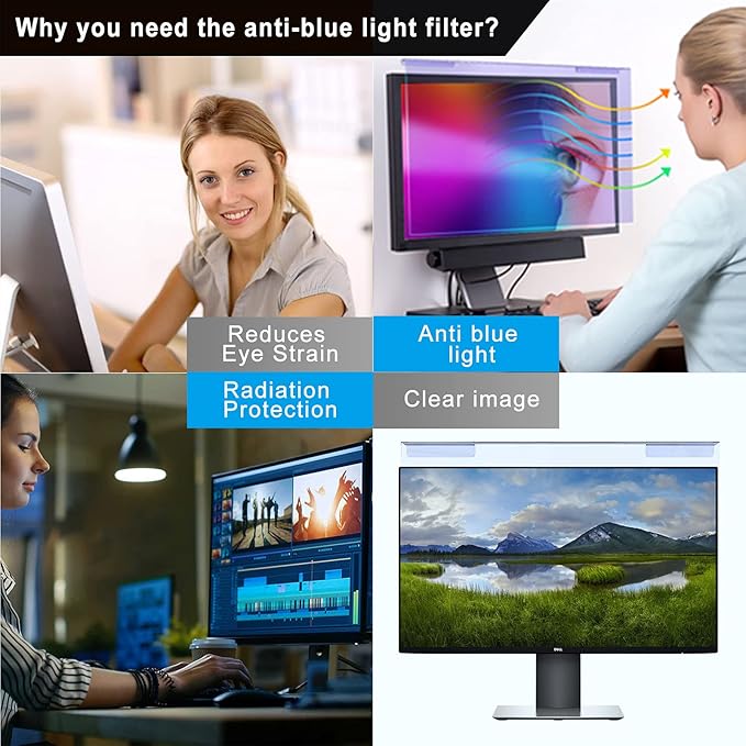 GUMIKE Anti Blue Light Screen Filter for 20 21.5 22 inch, Universal Widescreen Desktop PC Monitor Panel Reduces Eyes Strain & Scratch Resistant Protection Filter Hanging Type