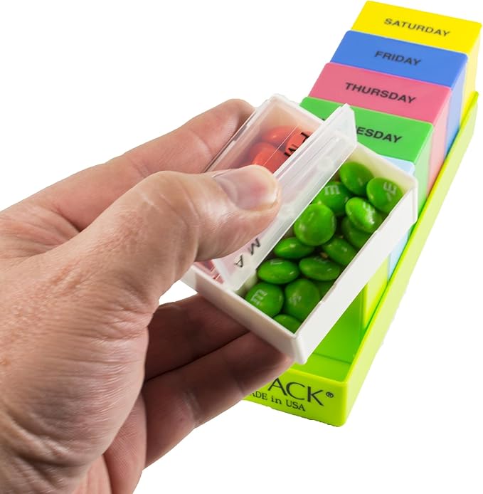 The 7Pack® 7 Day AM/PM Pill Organizer with Deep Green Tray (Made in the USA)