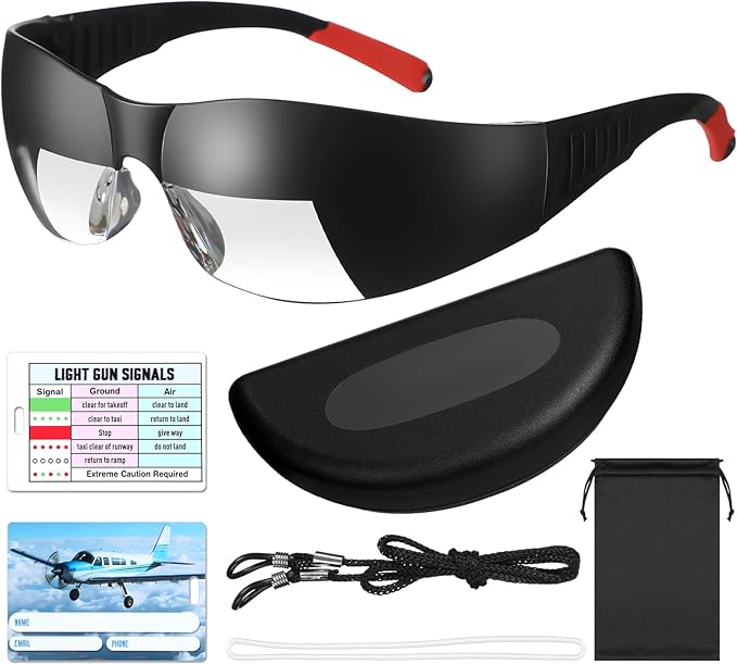 Flight Training Glasses Flight Goggles IFR Training Aviation Glasses Black View Limiting Goggles Device with Luggage Tag Box and Storage Bag