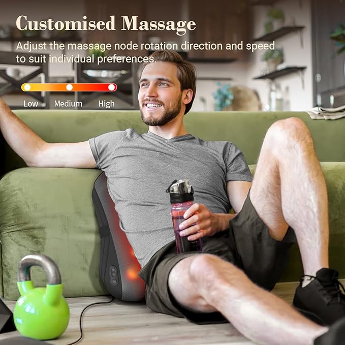 Back Massager for Pain Relief Deep Tissue FSA Eligible HSA, Upgrade 8 Massage Nodes for Upper and Lower Back, Shiatsu Back Massager with Heat for Chair, for Women Men(Corded)