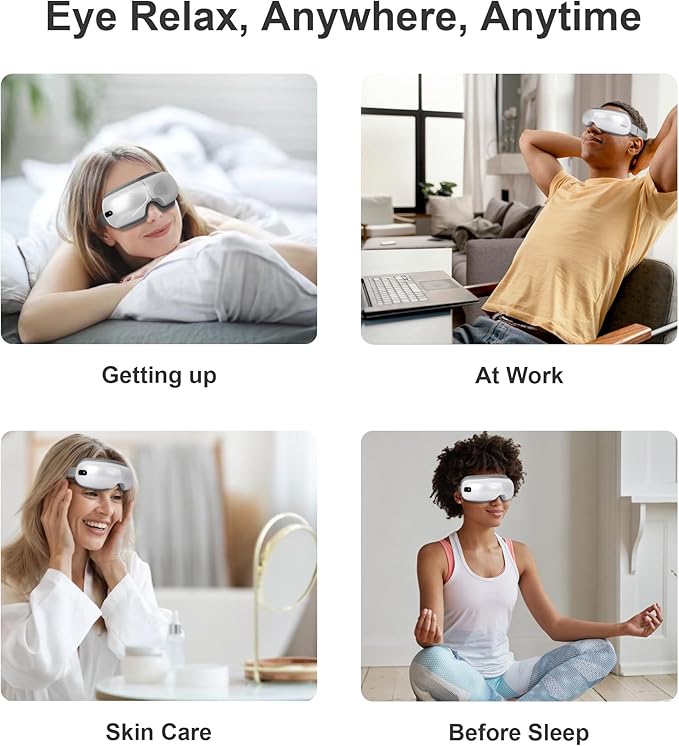 BOKOR Eye Massager with Heat and Compress, FSA/HSA Eligible Heated Mask Massager for Migraine, Eye Care Device for Deep Relax, Improve Sleep Quality, Ideal Gift for Birthday