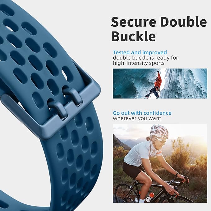 Getino Sport Bands Compatible with Fitbit Charge 5/6, Soft Breathable Waterproof Strap, Adjustable Replacement Accessories for Women/Men, Slate Blue