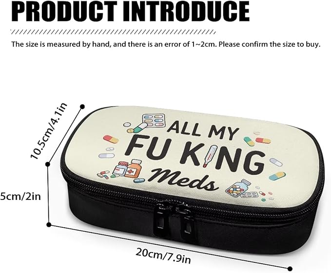 Rnyleeg All My Fuking Meds Diabetic Bag Beige Glucose Meter Case Insulin Bags for Women Diabetic Care for Home Portable Insulin Travel Case with Durable Handle