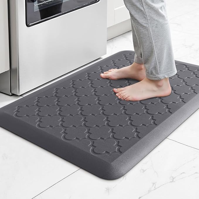 4/5 Inch Thick Anti-Fatigue Kitchen Mat Water Resistant Non-Slip Kitchen Floor Mat Ergonomic Comfort Standing Mat for Home Kitchen Office Laundry 17.3"x 24" Grey