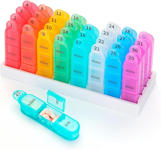 Monthly Pill Organizer, 31 Day Pill Dispenser 3 Times a Day with Small Pill Box, 4 Week Pill Container for Vitamins, Fish Oil, Supplement and Medicine- BPA Free, Easy to Use