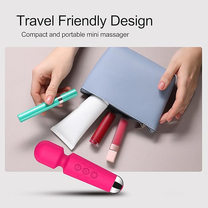Personal Massage Wand - 20 Modes 8 Speeds Cordless Vibration Massager, Strong Powerful Waterproof Perfect for Travel, Magic Stress Away, All Body Back Legs Hand Pains Sports Recovery (Red)