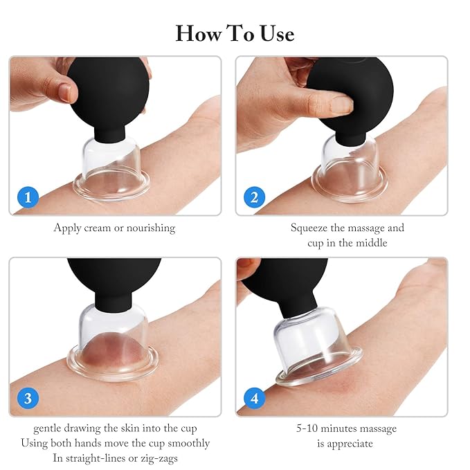 Nuanchu Facial Cupping Cup Glass Face Cup Silicone Cupping Massage Vacuum Suction Mug for Body Face Leg Arm Back Shoulder Muscle and Joint Pain (0.8 Inch Diameter, Black)