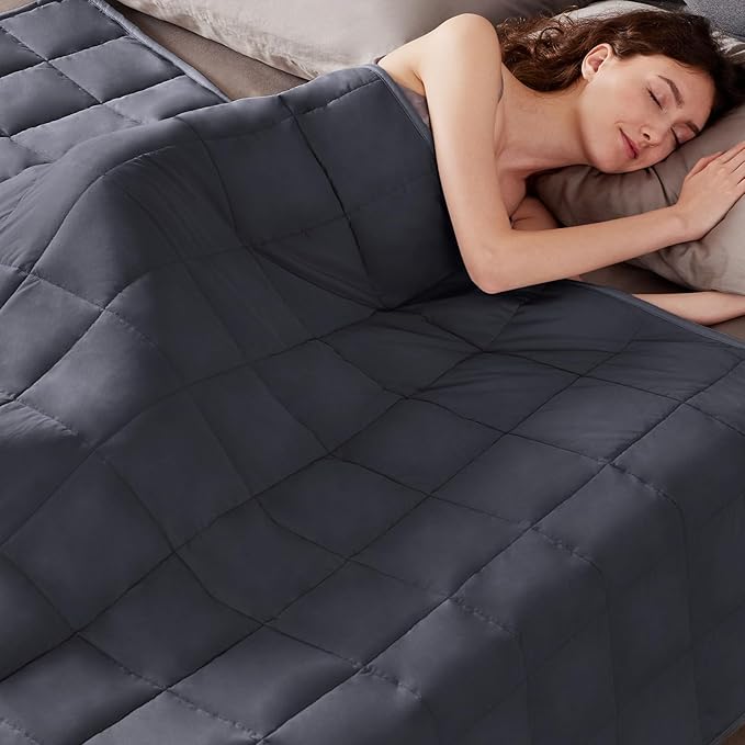 Weighted Blanket Twin Size (48"x72" 15lbs),Ultra Soft and Cozy Cooling Weighted Blanket Twin Size for Adult,Heavy Blanket with Machine Washable Soft Blanket, Dark Grey