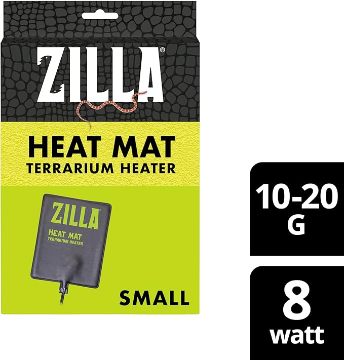 Zilla Heat Mat, Terrarium Heater for Reptiles, Snakes (Ball Pythons, Corn Snakes), Leopard Geckos, Tortoises, Amphibians and Arachnids, Small, Fits 10-20 Gallon, 8 Watt