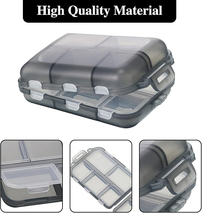 10 Grids Pill Cases Small Pill Organizer Box Weekly Travel Pill Organizer Portable Pocket Pill Case Holder Plastic Waterproof Container Box for Purse Pills Vitamin Fish Oil Daily Travel Use (4 Pieces)