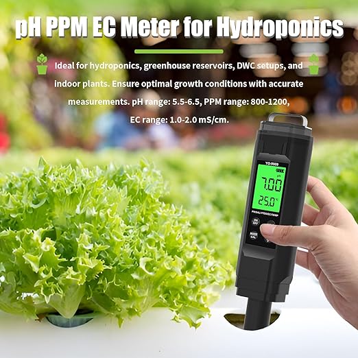 PH Meter,5 in 1TDS Meter,Salinity Tester,EC Meter,Temp,pH Meter for Water,TDS Meter Digital Water Tester,EC Meter Hydroponics,pH Tester Digital PPM Meter,Pool Salt Tester.