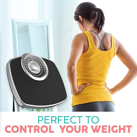 Adamson A25 Scales for Body Weight - Up to 400 LB - New - 5.3" Dial on 12.4" x 10.2" Platform - Anti-Skid Rubber Surface - Bathroom Scale Analog - Durable with 20-Year Assurance - Silver
