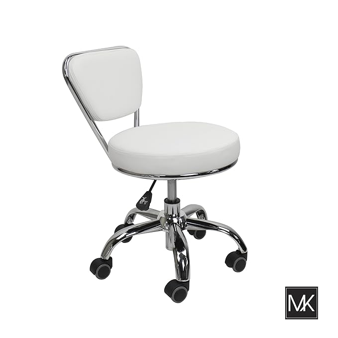 MAYAKOBA Salon Nail Pedicure Stool Pedicure Chair Dayton White Pneumatic, Adjustable, Rolling Salon Furniture & Equipment