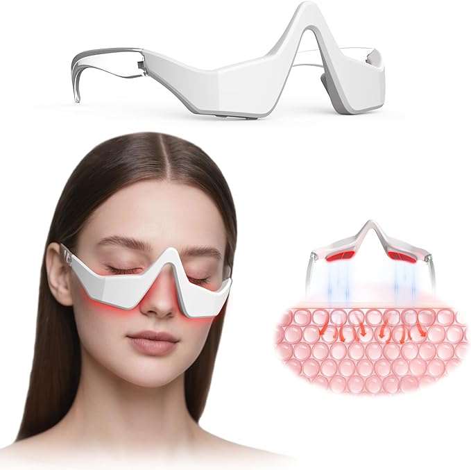Under Eye Red Light Therapy Device,Eye Massager Glasses,Reduce Eye Bags Dark Circles Puffiness Wrinkles Fine Lines