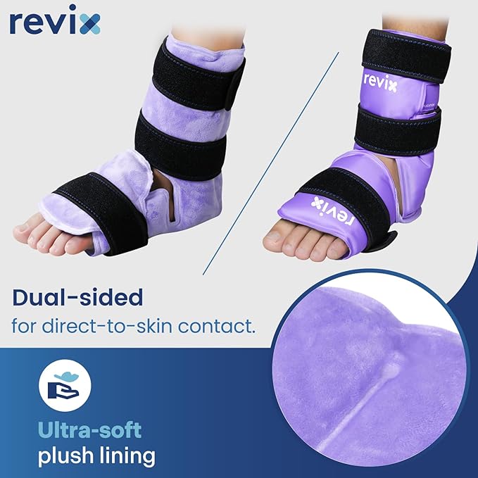 REVIX Ankle Ice Pack Wrap Reusable Gel Foot Cold Pack for Post-Workout Recovery, Gel Ice Wrap for Plantar Relaxation, Promoting Ankle Flexibility, Purple