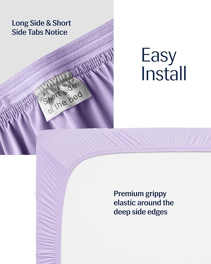 REST® Evercool®+ Fitted Sheet, Twin XL, Lavender Breeze, 13" Deep (up to 15’’), Breathable Bedding for Hot Sleeper and Night Sweats, Bed Sheet with Ionic+ Self-Cleaning Silver Yarn for Sensitive Skin
