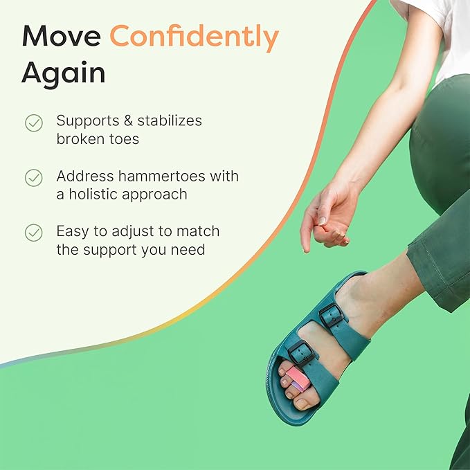 ZenToes Hammer Toe Corrector for Women & Men - Reusable Fabric Buddy Wraps for Broken Toes - Cushioned Toe Splint for Protection & Recovery & Hammertoe Straightener - 4 Count (OSFM, Rainbow)