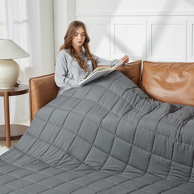 CYMULA Weighted Blanket for Adults (20lbs 80"x87" King Size) - Cooling Breathable Heavy Blankets for Summer Winter - Ultra Microfiber Soft Comfort Blanket with Glass Beads - Gifts for Men/Women