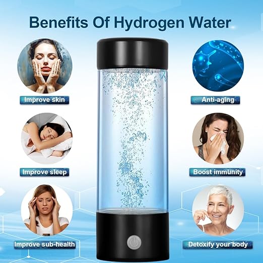 Hydrogen Water Bottle,Portable Hydrogen Water Generator Machine, Improve Water in 3 Minutes Quick Electrolysis, Suitable for Home, Office, Travel, Daily Drinking (Black)