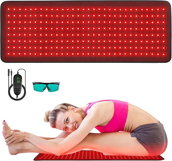 Red Light Therapy Pad Wearable 660nm & 850nm Infrared Light Therapy Mat Devices 31.5" x 11.8" Large Wrap Belt for Body Back Shoulders Waist Joint Muscle Pain Relief