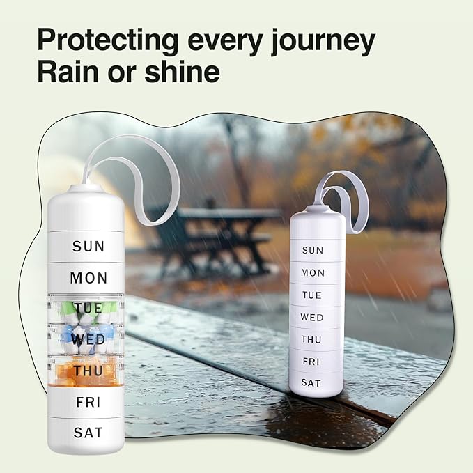 7 Day Pill Organizer, Waterproof Weekly Pill Organizer 1 Time a Day, Zoksi Portable BPA Free Daily Medication Organizer for Vitamins, Supplements, Fish Oil(Daily Use, Home, Gym, Work)