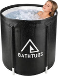 STARBRILLIANT Portable Foldable Bathtub, Collapsible Adult Travel Bath Tub for Camping, Home & Spa, Space-Saving Storage, Durable PVC Material (Black, 27inch)