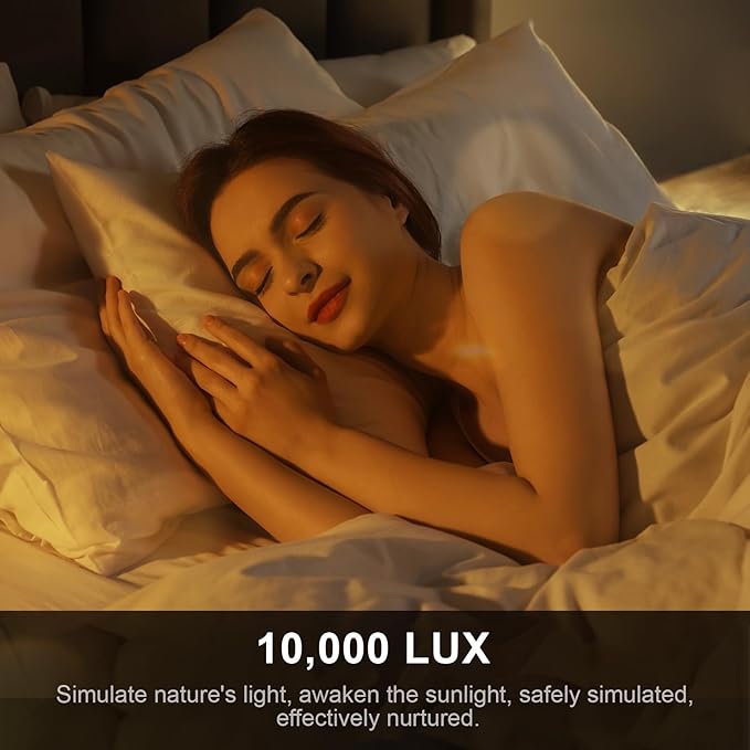 Light Therapy Lamp 10000 Lux UV-Free Sun Floor Lamp, 360° Gooseneck Happy Lamp with 5 Colors & 5 Brightness Levels & Remote Control + Touch Dual Control (Black)