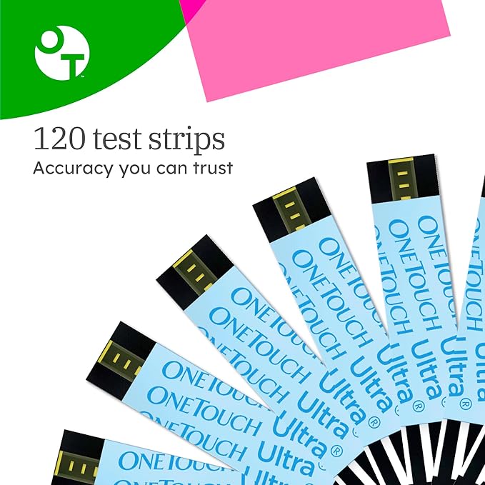 OneTouch Ultra Test Strips - 120 Count - Diabetic Test Strips for Blood Glucose Meter & Daily Blood Sugar Levels - 60 Count/Pack (2 Pack)