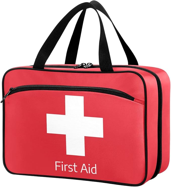 Naanle Pill Organizer Bag Travel Pill Bottle Medicine Organizer Home Storage Medication Bag for Vitamin Supplements, White Cross Red Empty First Aid Bag for Car Camping, 1.0 Count