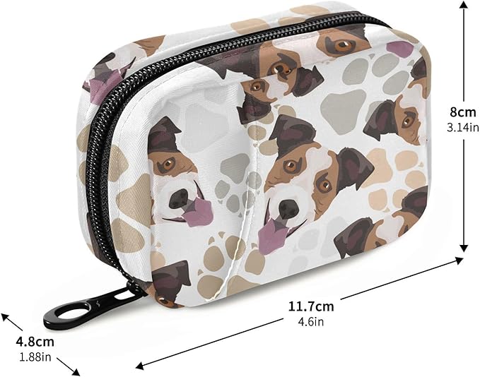 Jack Russell Terrier Dog Pill Box 7 Day Pill Case Travel Pill Organizer Bag with Zipper Portable Weekly Vitamin Medicine Supplement Holder Pouch Bag