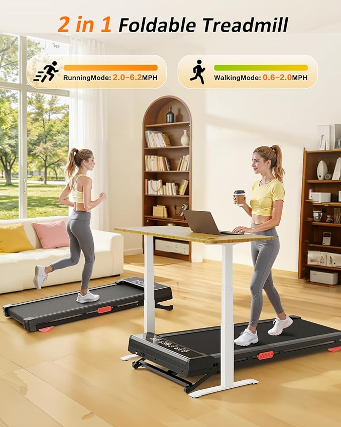 Treadmill with Auto Incline,12-Level Incline Walking Pad Treadmill with Handle Bar,3.0HP Quiet Under Desk 350 lbs Weight Capacity 2 in 1 Foldable Treadmills Walking LED Display for Home Office Gym