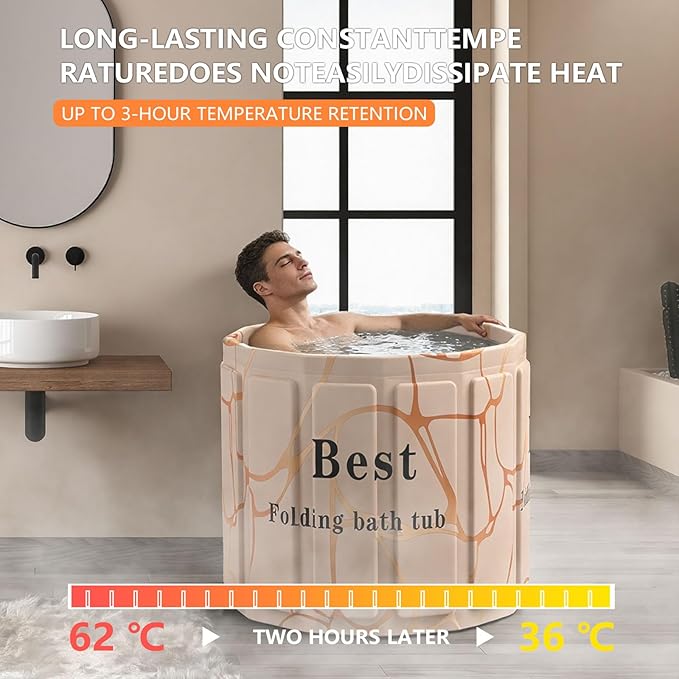 Portable Bathtub for Adult, Foldable Soaking Bathtub for Hot SPA&Ice Bath, Foldable Small Bathtub collapsible bathtub for Bathing, 6-layer Insulated portable tub,Space-Saving(Fantasy 25.9X27.5IN)