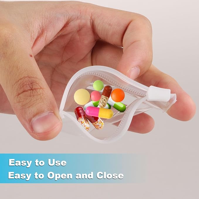 CertBuy 100 Pcs Pill Pouch Bags Zippered Reusable Pill Pouch, Pill Baggies Clear Plastic Pill Bags Self Sealing Travel Medicine Organizer Storage with Slide Lock for Pills and Small Items 7.6 x 7CM