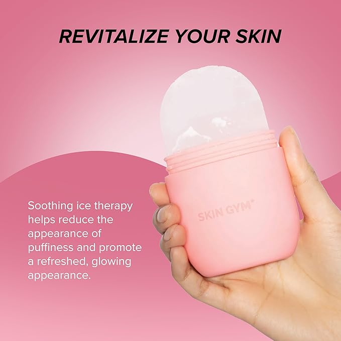 Skin Gym Ice Roller for Face – Facial Depuffing & Cooling Skin, Cold Face Roller to Minimize Pores & Soothe Skin, Reusable Cryo for Glowing Complexion