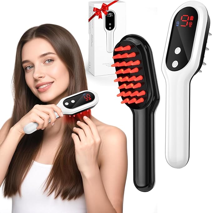 AFFLAT 3-in-1 Hair Care Comb with Red & Blue Light Therapy, Scalp Massager for Men and Women, Soothing Vibration for Relaxation