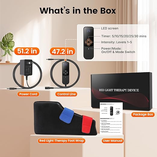 LIGHTIUM Red Light Therapy for Feet – FSA Eligible HSA Infrared Light Therapy Foot Wrap with 660nm Red & 850nm Near Infrared LEDs, Heat Therapy & Timer for Neuropathy, Joint, Ankle, Heel & Daily Foot Pain Relief