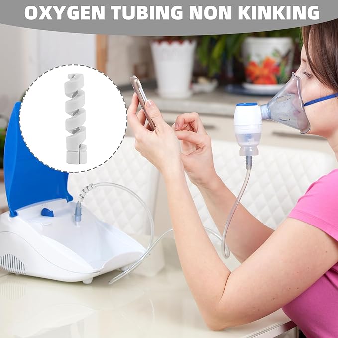 10 Pack Oxygen Tube Support Crimp Straightener for Portable Oxygen Concentrator, Oxygen Tubing Support for Oxygen Tank Oxygen Hose Nasal Cannula Oxygen Accessories (Gray)