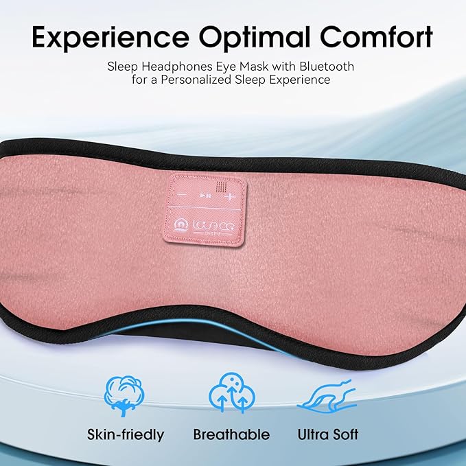 LOVE EYE Sleep Headphones Bluetooth 5.4 Sleeping Eye Mask Wireless Music Earphones with HD Speakers for Side Sleepers Total Blackout Cotton Mask for Travel, Home, Office, Unique Gifts