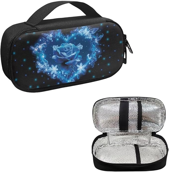Blue Rose Insulin Pen and Medication Carrying Case Lightweight Anti-Stains Glucose Meter and Diabetic Supplies Insulated Cool Organizer for Daily Life and Trip