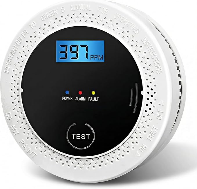 2 in 1 Smoke and Carbon Monoxide Detector, CO & Smoke Detectors with LCD Display, Battery-Powered CO Alarm, 85dB Alert, Easy Installation for Home Safety