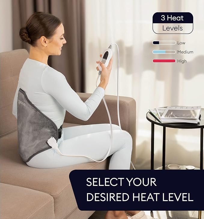 GENIANI Electric Heating Pad for Back Pain & Cramps Relief, 15"x24" Electric Throw with Auto Shut-Off, Adjustable Strap, Soft Fabric, Ideal for Lower Back & Stomach – Gift for Women & Men
