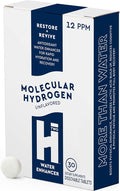 HTWO Molecular Hydrogen Water Tablets for Drinking, 30 Count Water Enhancer with 80mg Magnesium for Hydration, Antioxidant Support for Recovery & Cognitive Function, Unflavored, 12 ppm